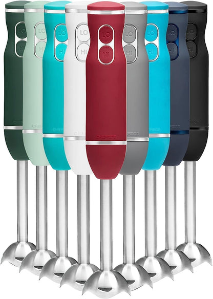 Chefman Immersion Blender, 300W Hand Blender with Stainless Steel Blades, Powerful Electric Ice Crushing 2-speed Control Handheld Food Mixer, Purées, Smoothies, Shakes, Sauces & Soups, Red Chefman