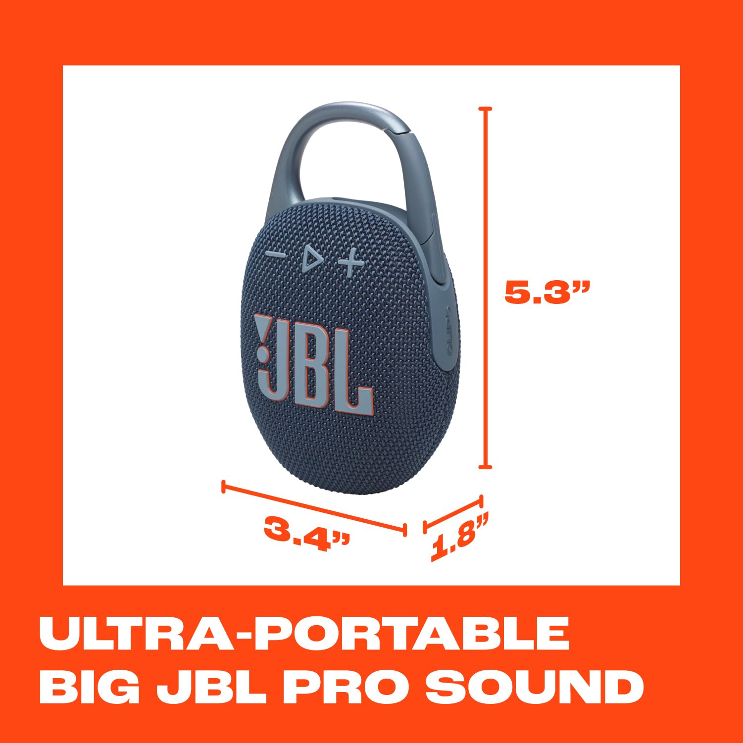 JBL Clip 5 - Ultra-Portable, Waterproof and Dustproof Bluetooth Speaker, Integrated Carabiner, Up to 12 Hours of Play, Made in Part with Recycled Materials (Blue)