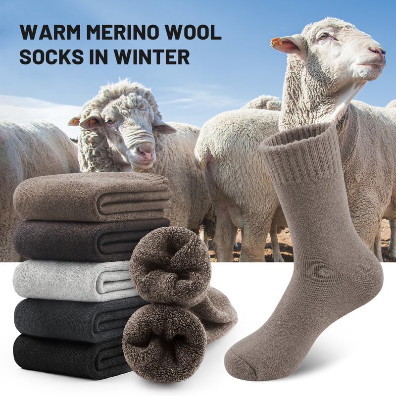 SIMIYA 5 Pairs Merino Wool Socks Extra Thick for Winter Cold Weather 🍁 All In One Marketplace Canada