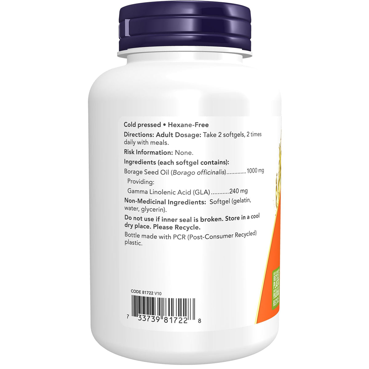 NOW Supplements, Borage Oil 1000 mg with 240mg of GLA (Gamma Linolenic Acid), 120 Softgels