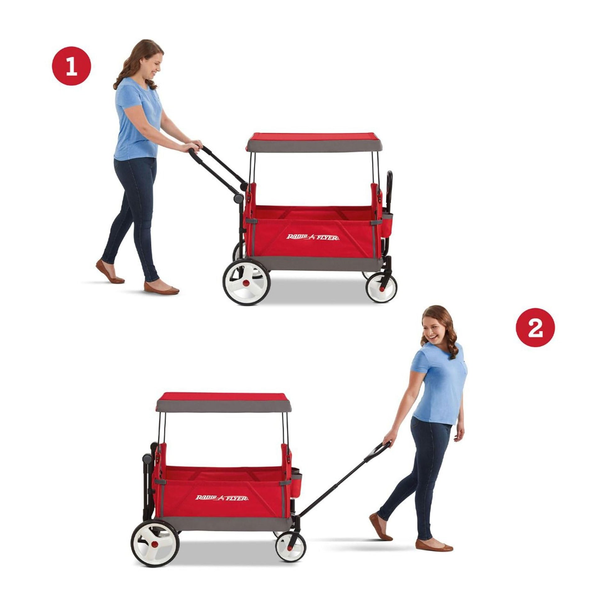 Radio Flyer Wagon for Kids, Baby Stroller, Outside Toys for Toddlers 1-3, Rolling Cart, Beach Cart with Wheels, Convertible Stroller Wagon for Kids Ages 1+ Years, Red Radio Flyer