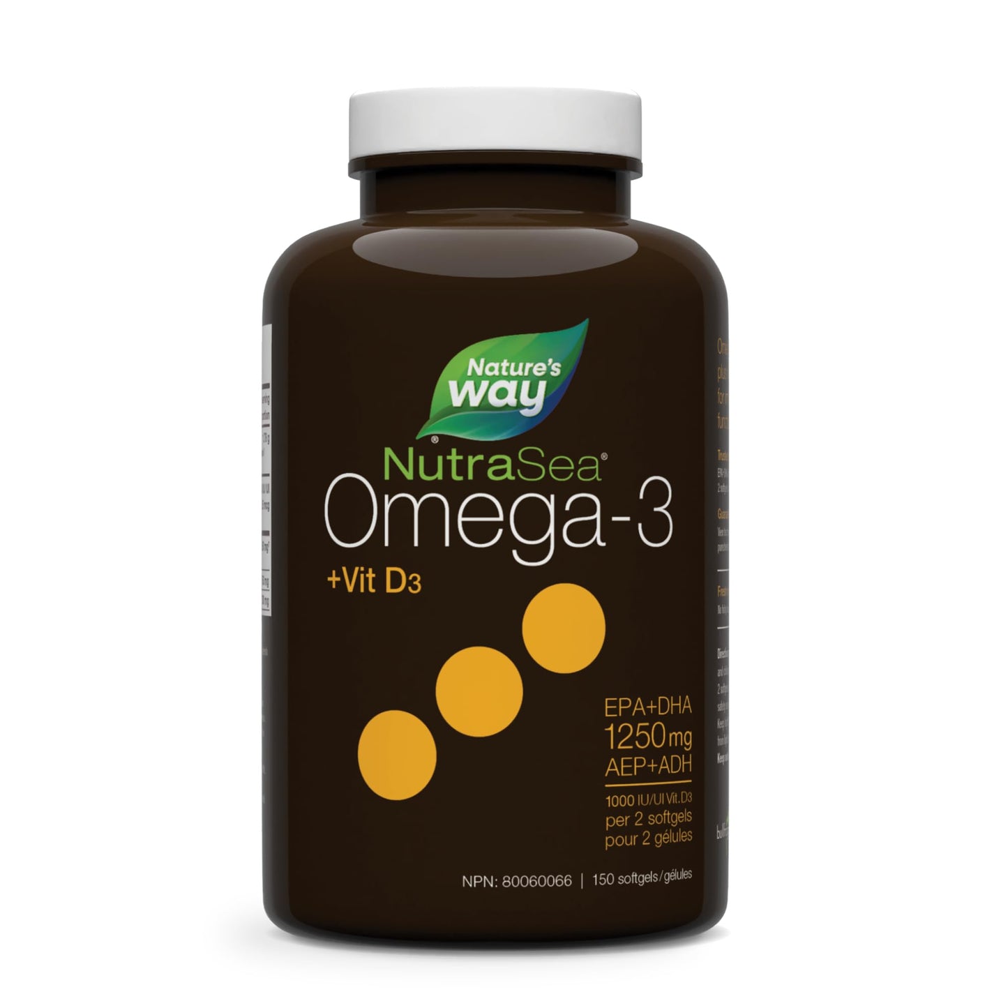 Nature's Way NutraSea +D Omega 3 + Vitamin D Softgels Supplement with Fish Oil – Fresh Mint Flavour – Heart, Brain, Bone & Immune Support for Adults and Kids 6+ – EPA & DHA + 1000IU D3, 150 Softgels Nature's Way