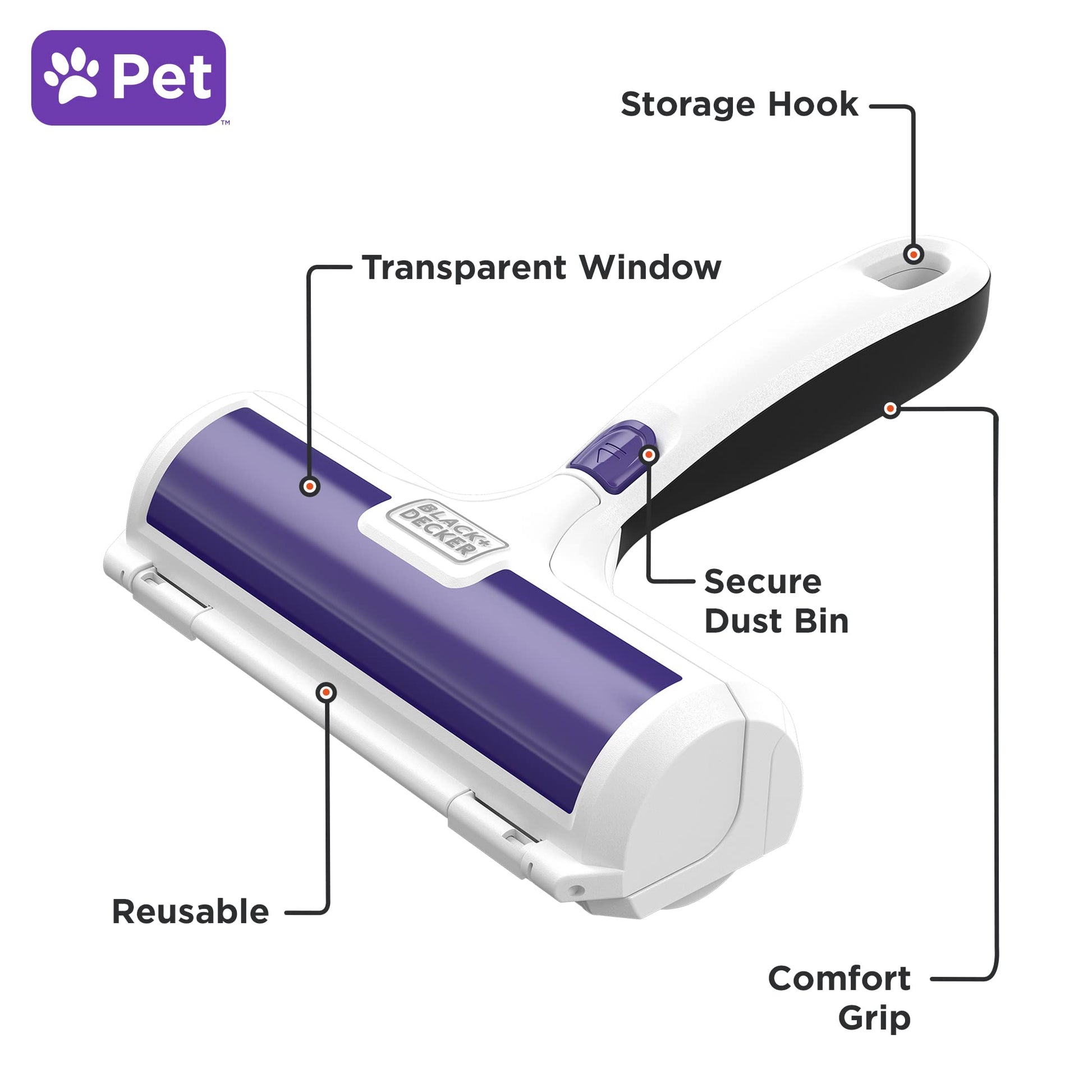 BLACK+DECKER Pet Hair Remover, Roller, Remove Dog Hair and Cat Hair Easily (HMSCT0001) - Available at All In One Marketplace Canada