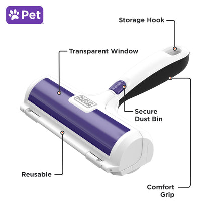 BLACK+DECKER Pet Hair Remover, Roller, Remove Dog Hair and Cat Hair Easily (HMSCT0001) - Available at All In One Marketplace Canada