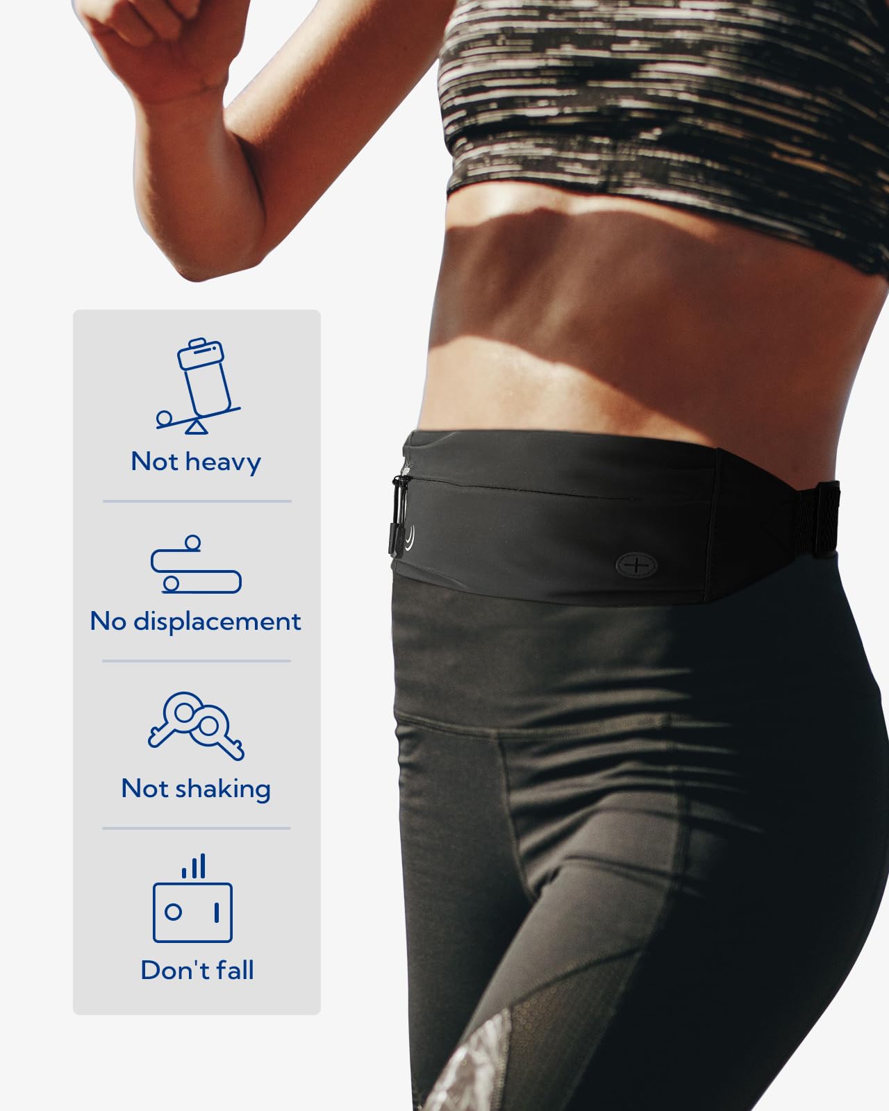 WATERFLY Running Belt Fanny Pack: Runner Marathon Jogging Waist Pack Sport Fitness Cell Phone Holder Pouch for Men Women Jogger Slim Stretchy Running Belt