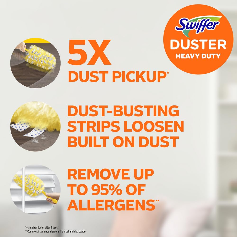 Swiffer Duster Kit with 3 ft Extendable Handle, Heavy Duty Dusting Starter Kit with 12 Refills, for Ceiling Fans, Vents and Hard to Reach Places - Available at All In One Marketplace Canada