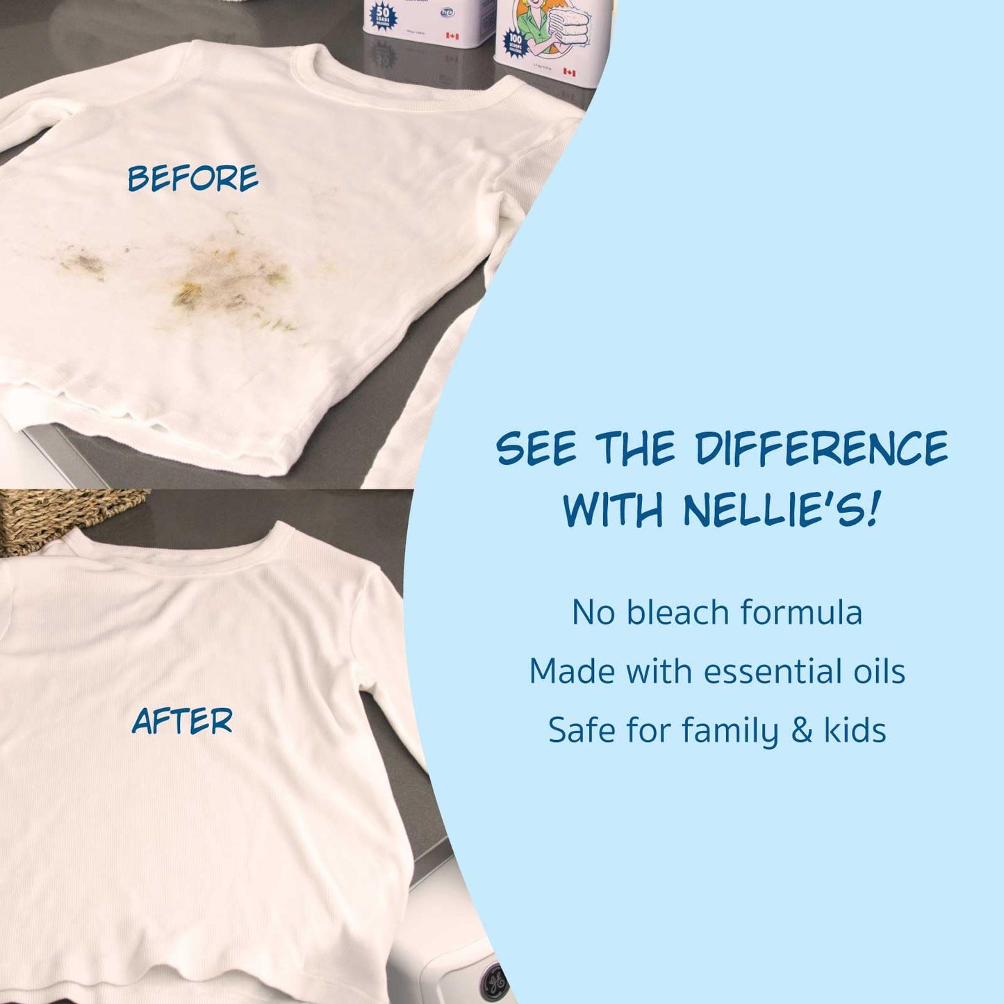 Nellie's Wow Stick - Stain Remover for Fabrics & Clothes - Cleans Grass, Makeup, Wine, Grease, Coffee, Blood and Pet Stains for Fabrics, Laundry, and More - Plant-Based & Eco-Friendly (2.7 oz.) - Available at All In One Marketplace Canada