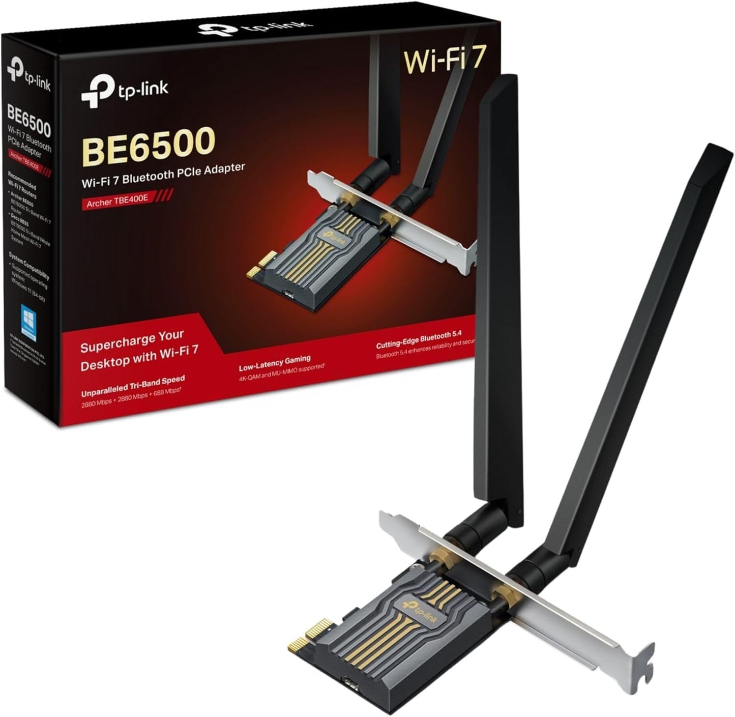 TP-Link Wi-Fi 7 BE6500 PCIe WiFi Card for Desktop PC (Archer TBE400E) - Bluetooth 5.4, WPA3,Tri-Band 2882 Mbps,Multi-Directional Antennas, and USB Drive for Fast Installation (Windows 11 Only) 🍁 All In One Marketplace Canada