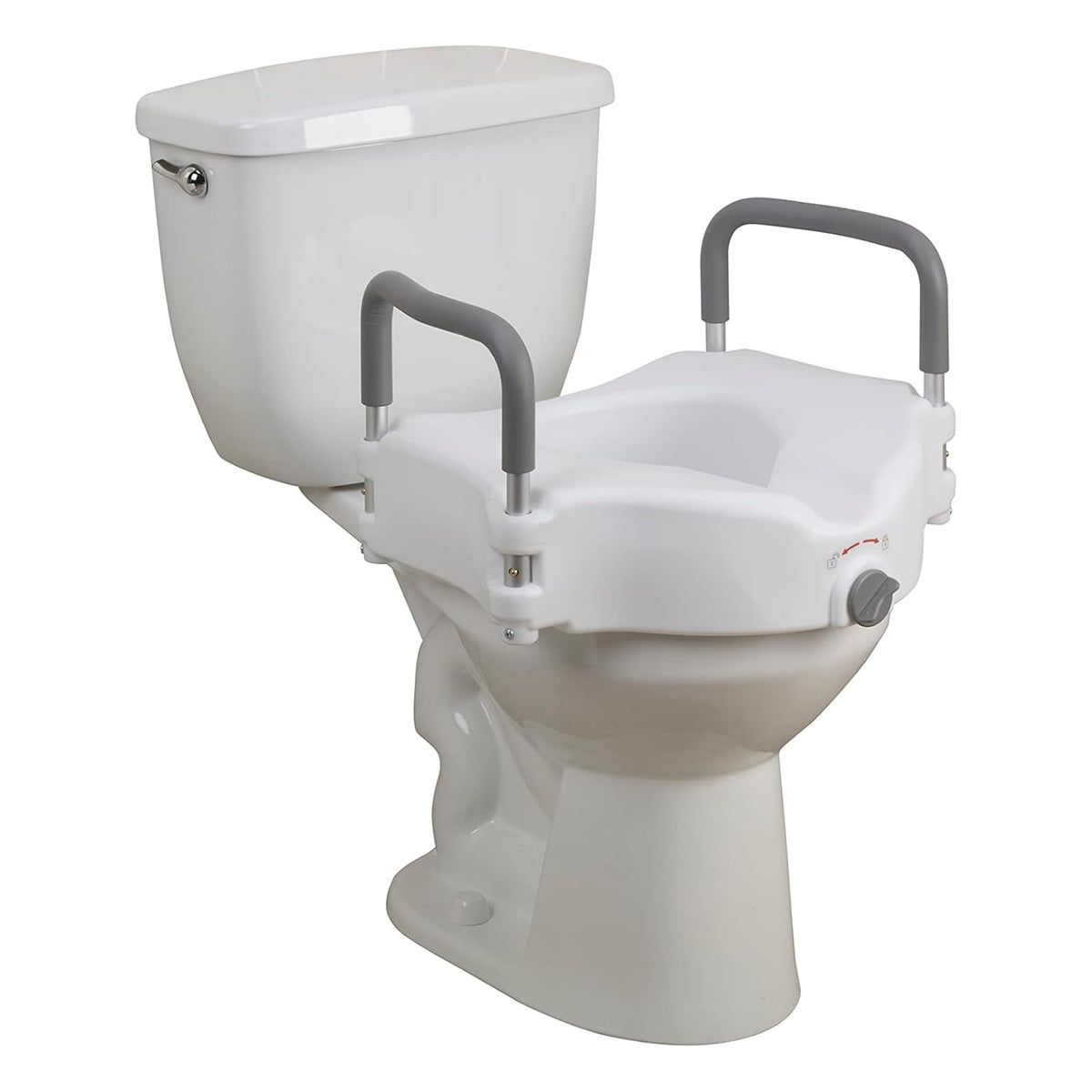 Drive Medical RTL12027RA 2-in-1 Raised Toilet Seat with Removable Padded Arms, Standard Seat