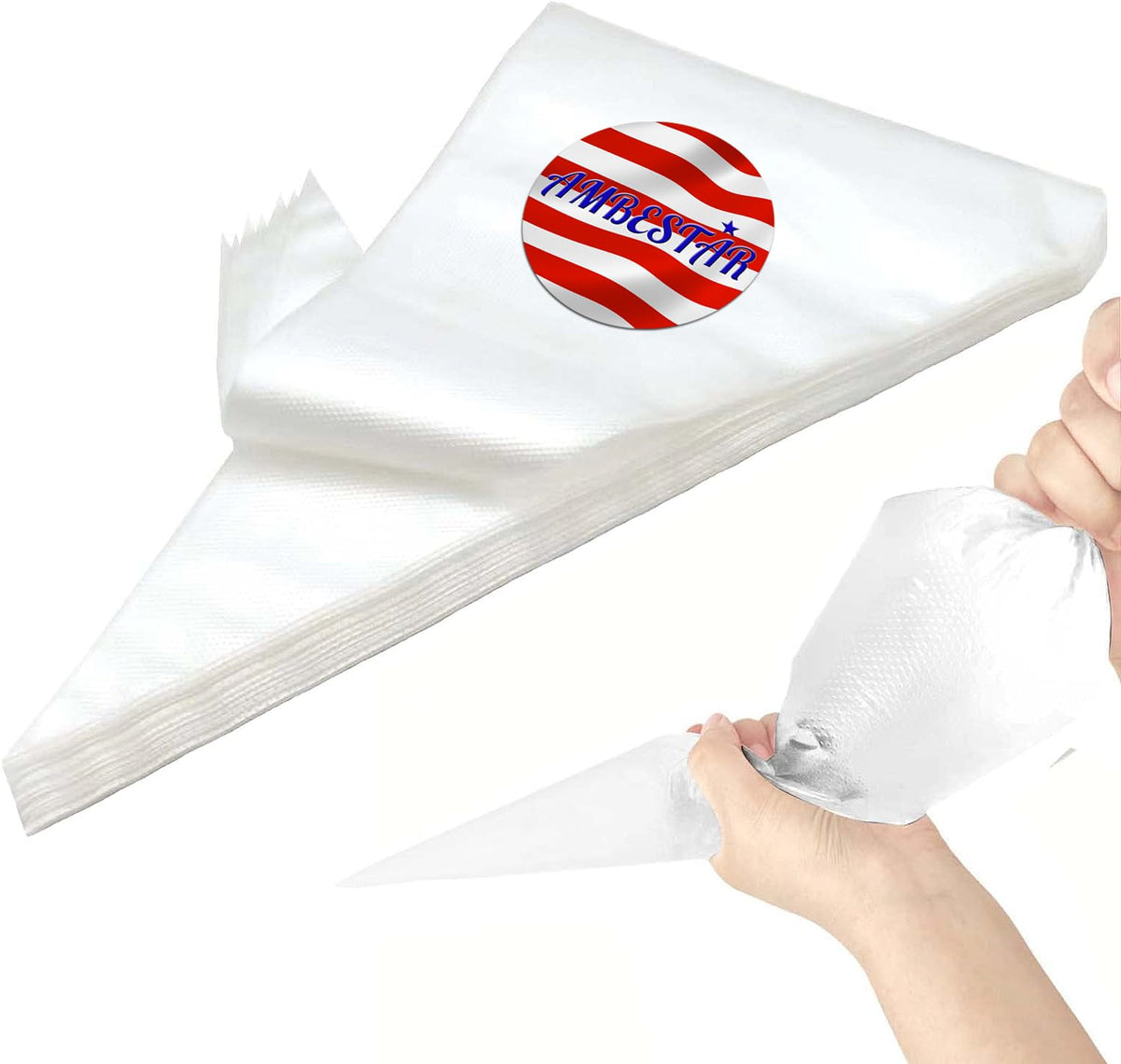 AMBESTAR 24 Inch Extra Large Piping Bags, Thickened 100Pcs/Set Disposable Clear Plastic Icing Piping Bags, Food Grade for Dessert, Cupcake, Pastry, Candy Decorating, Cookies, Cake Decoration 🍁 All In One Marketplace Canada
