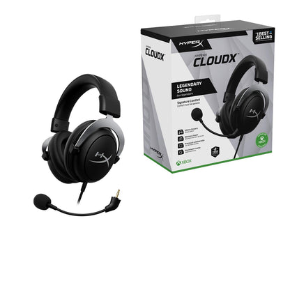 HyperX CloudX, Official Xbox Licensed Gaming Headset, Compatible with Xbox One and Series X|S, Memory Foam Ear Cushions, Detachable Noise-Cancelling Mic, in-line Audio Controls,Black/Silver