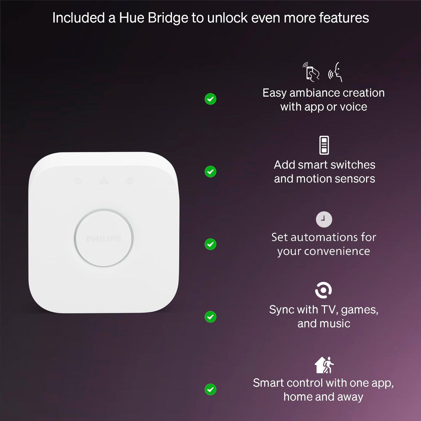 Philips Hue Essential Starter Kit: Bridge + 4 Essential E26 Smart Bulbs, White and Color Ambiance, 2200K-6500K, Dimmable, Works with Alexa, Google Assistant, Samsung SmartThings, Apple Home 🍁 All In One Marketplace Canada Philips Hue