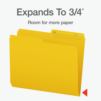 Pendaflex Colour File Folders, 1/2 Cut Tab, Letter, Yellow, 100/Box Pendaflex