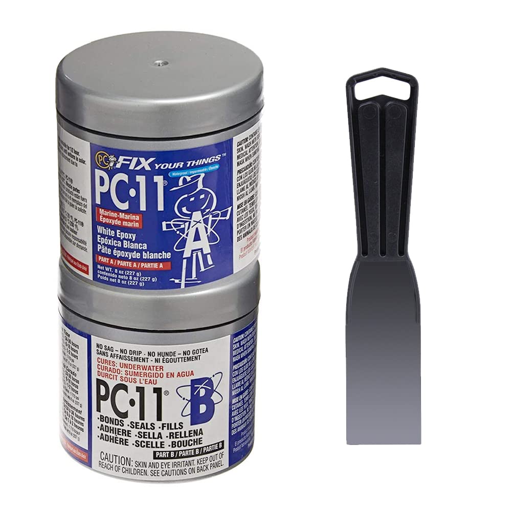 PC Products PC-11 Epoxy Adhesive Paste Kit with Mixing Tool, Two-Part Marine Grade, 1/2lb in Two Cans, Off White, (20128) PC Products