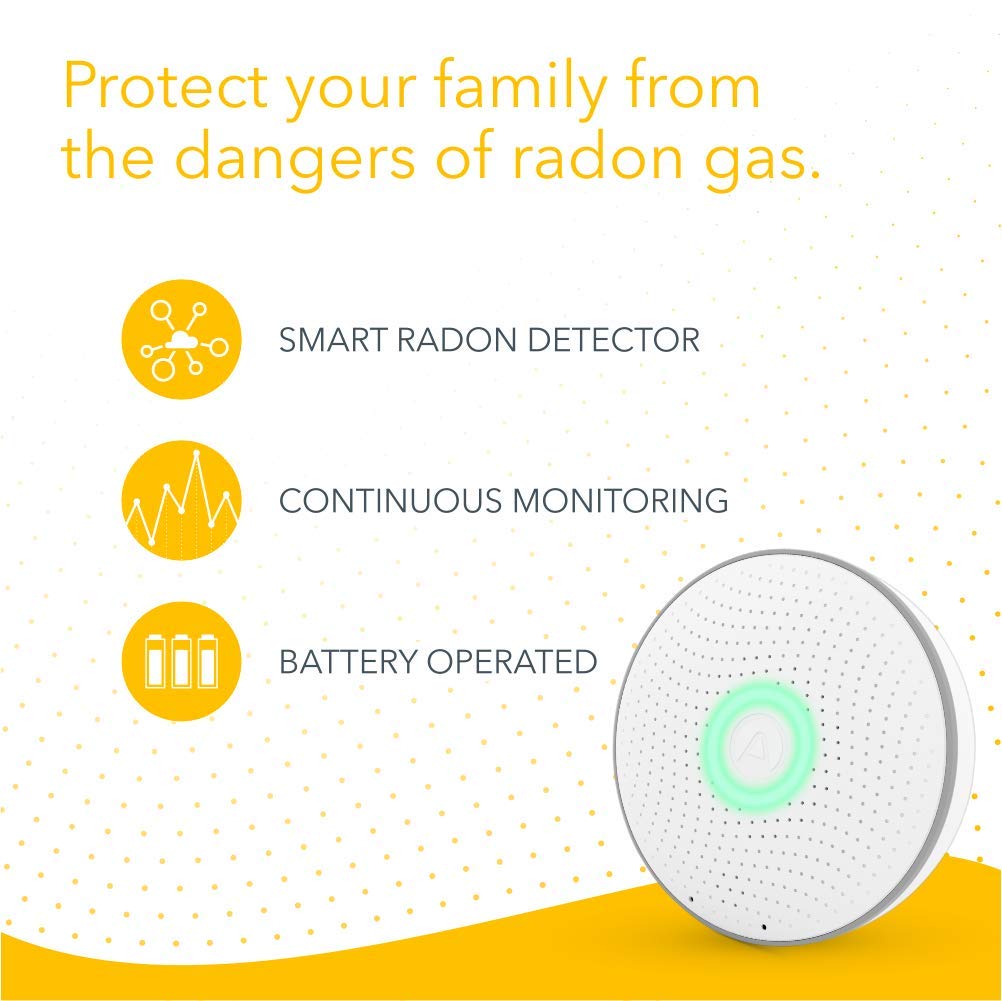Airthings Wave Radon - Smart Radon Detector with Humidity & Temperature Sensor – Easy-to-Use – Accurate – No Lab Fees – Battery Operated - Free App AIRTHINGS