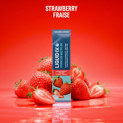 Liquid I.V. Hydration Multiplier Electrolyte Drink Mix - Enhanced Hydration Electrolyte Powder with Vitamins B3, B5, B6, B12 and C -18x On-the-go Sticks for Workout and Travel - Strawberry