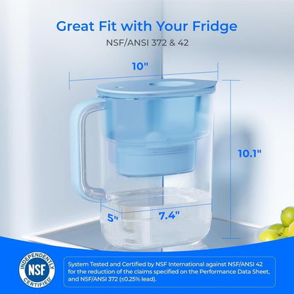 Waterdrop PT-07B Water Filter Pitcher, 10-Cup, NSF Certified Water Filter Pitcher, 200-Gallon Long-Life Filter, Reduces PFOA/PFOS and Chlorine, 5X Longer Filter Life, Blue 🍁 All In One Marketplace Canada