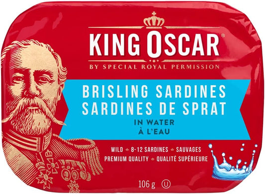 King Oscar Wild-Caught Brisling Sardines in Water, 106g (12-Pack)