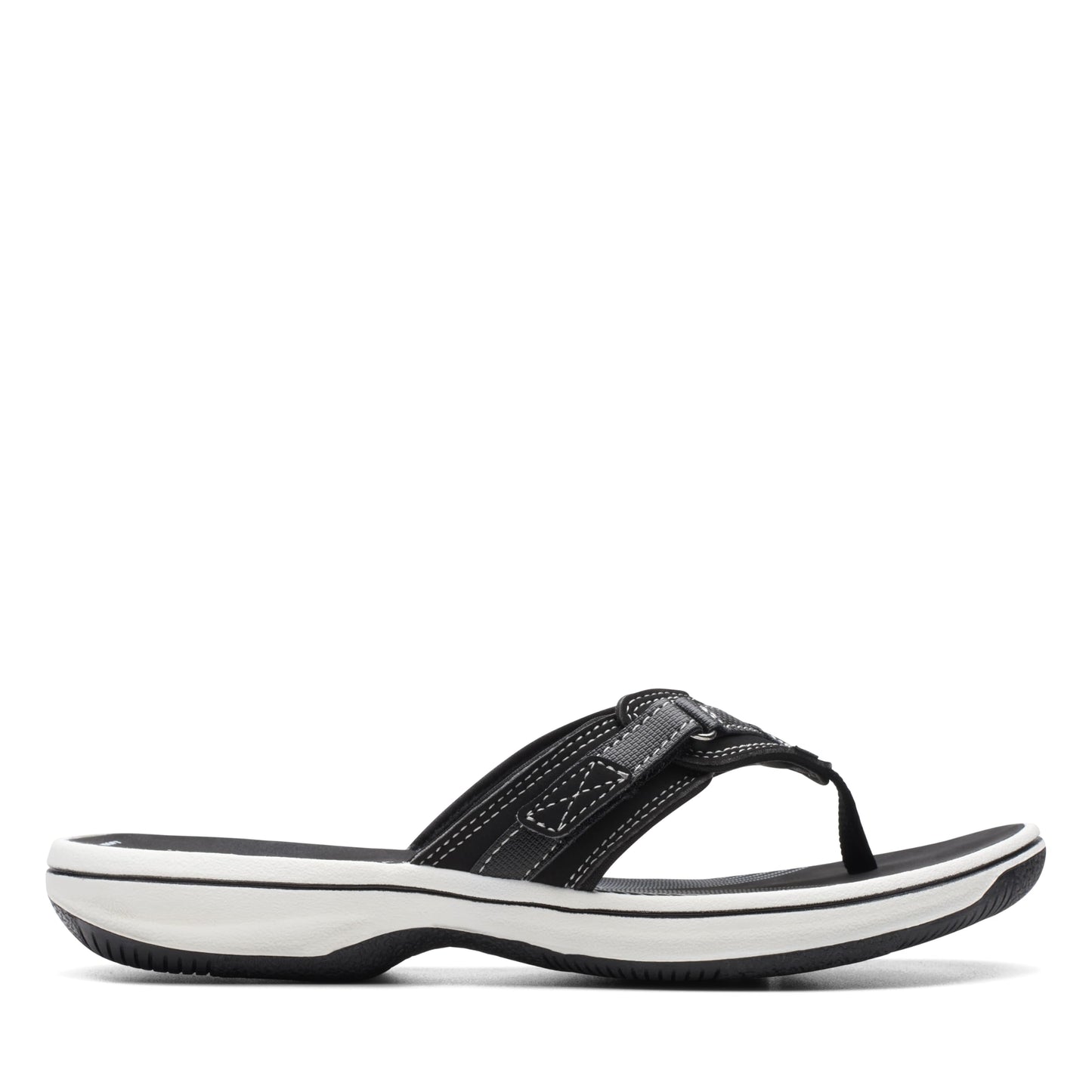 Clarks Cloudsteppers Women's Breeze Sea Flip-Flop, Black Synthetic, 9 Medium US