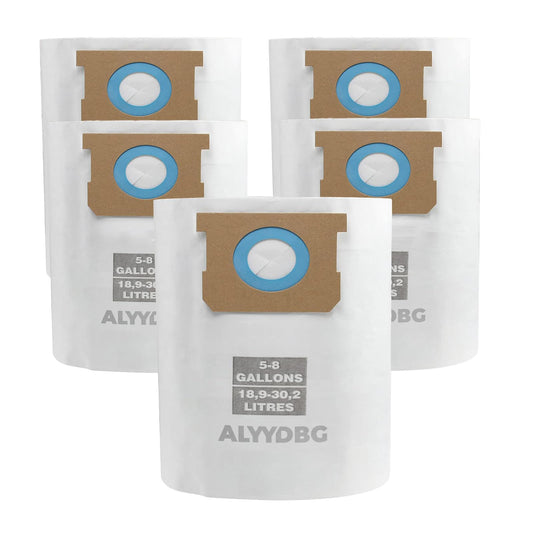 ALYYDBG for Shop Vac Bags 5-8 Gallon, Type E 90661 9066133, Type H 90671 9067133; VF2004, VHBS VDBS Disposable Vacuum Collection Filter Bags 5 Pack