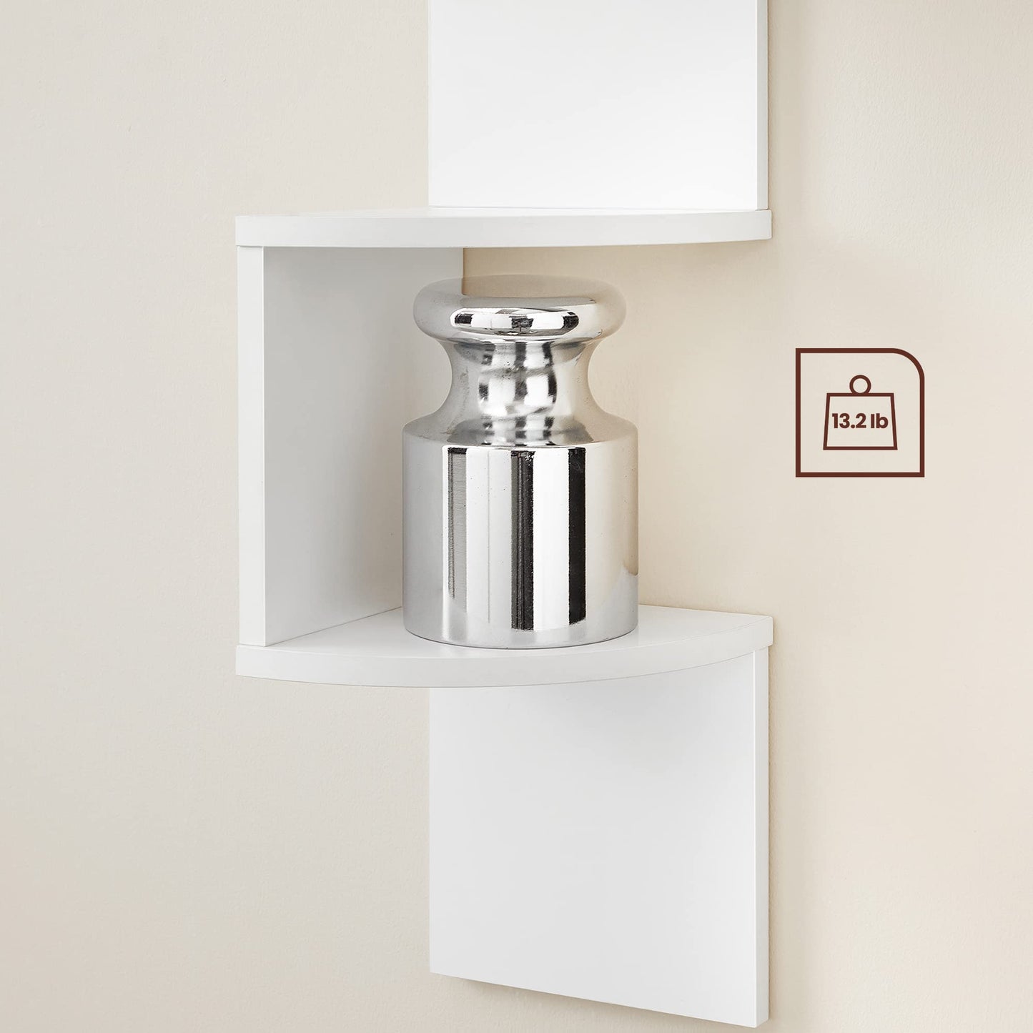 VASAGLE CUSTOS Collection - Corner Shelf Wall Mount, 5-Tier Floating Corner Bookshelf, Plant Shelf for Bedroom, Living Room, Bathroom, Home Office, Cloud White ULBC72WT VASAGLE