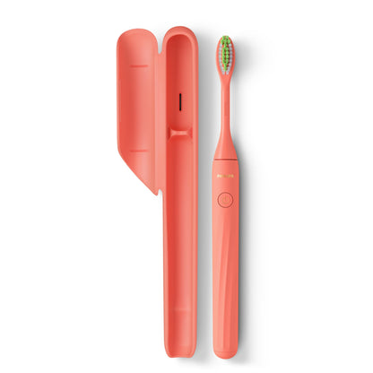 Philips One By Sonicare Battery Electric Toothbrush, Miami Coral, HY1100/01, 1 Count
