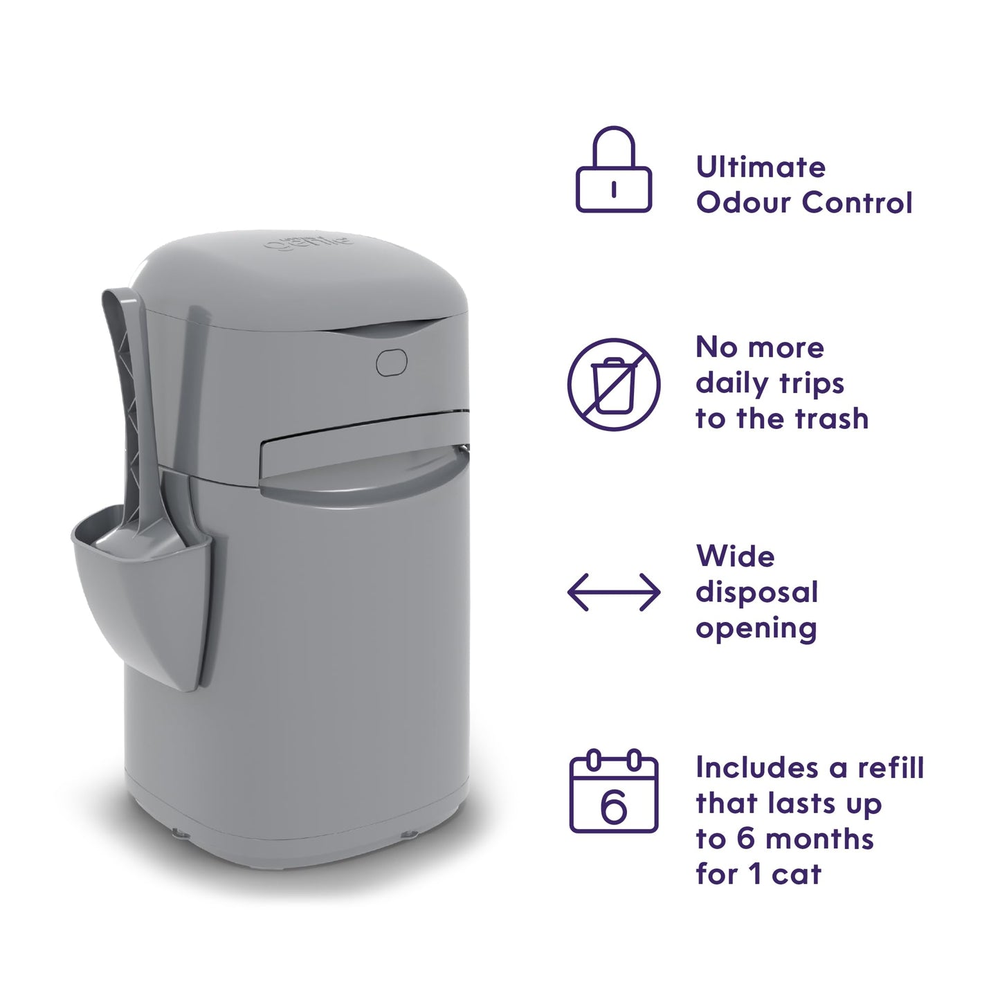Litter Genie Easy Roll Pail with Easy Roll Refill, 24 Bags Litter Genie