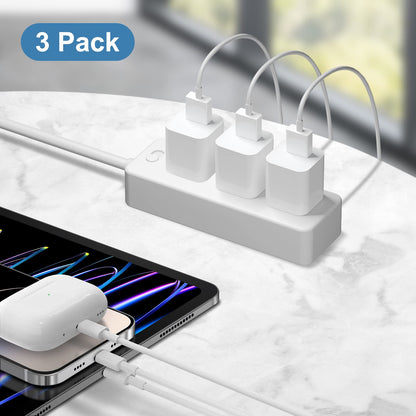 iPhone Charger Fast Charging [Apple MFi Certified] 3 Pack USB A Charger Block with 6ft USB A to Lightning Cable Compatible with iPhone 14 13/12/11/XS/XR/X 8 7/iPad - Available at All In One Marketplace Canada
