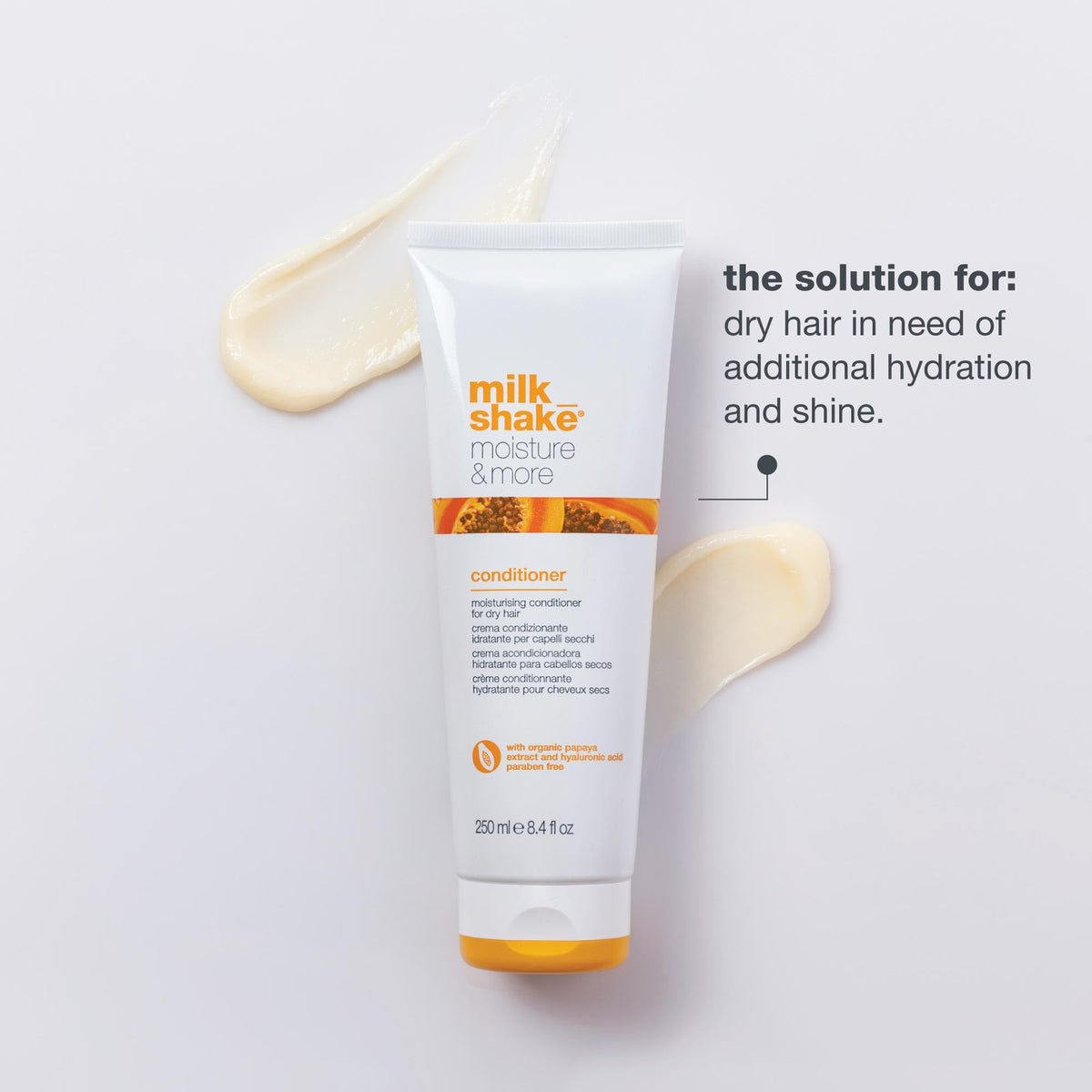 milk_shake moisture & more conditioner | creamy formula to hydrate and soften dry hair | for smoother, shinier, easy-to-manage hair | 8.1 fl oz (250ml)