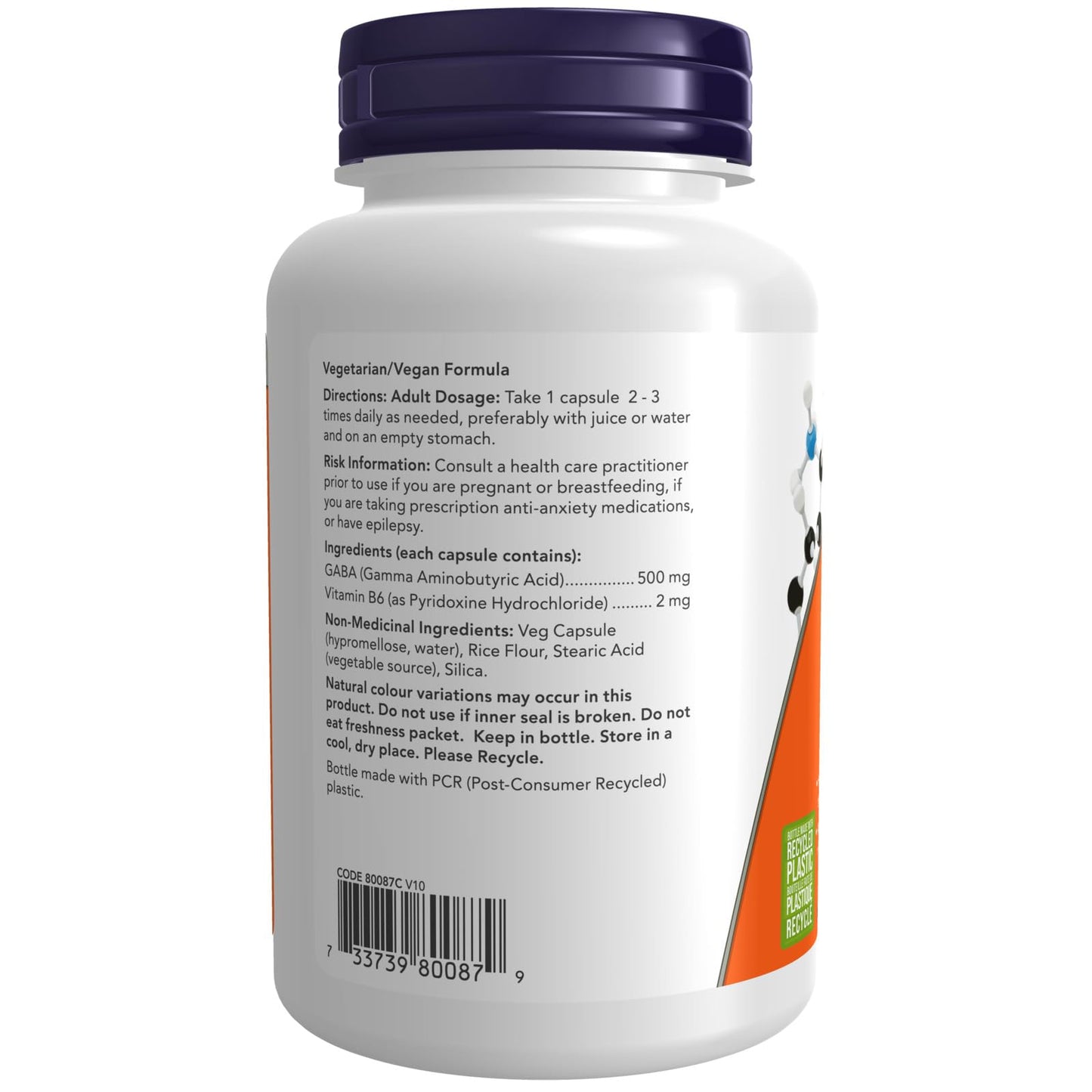 NOW Supplements, GABA (Gamma-Aminobutyric Acid) 500 mg + B-6, Natural Neurotransmitter, 100 Veg Capsules NOW