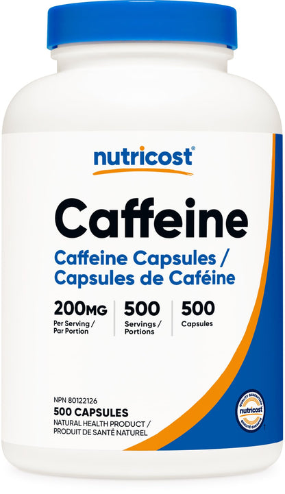 Nutricost Caffeine Pills (200mg) 500 Capsules - Available at All In One Marketplace Canada