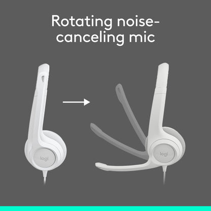 Logitech H390 Wired Headset PC/Laptop Stereo Headphones, USB-A, Off-White