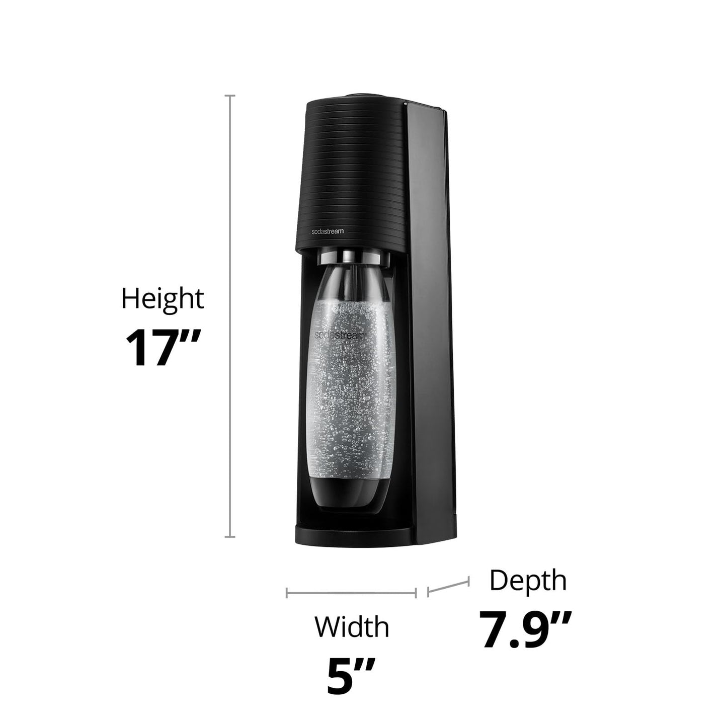 SodaStream Terra Sparkling Water Maker with CO2 Cylinder, 1L Dishwasher Safe Bottle & Bubly Drink (Black)