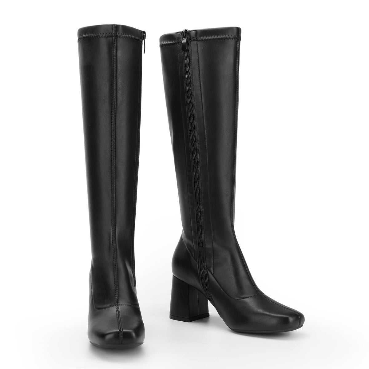 DREAM PAIRS Women Knee High Chunky Gogo Boots,Black/Pu,8 🍁 All In One Marketplace Canada