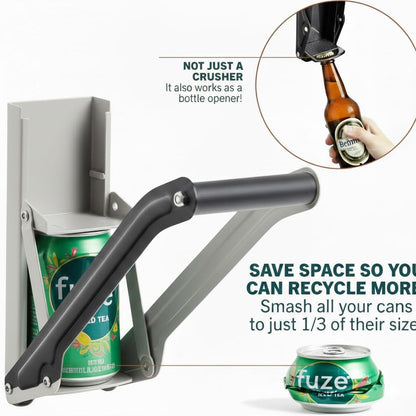 Stanz (TM) 12oz 16oz Wall Mounted Aluminum Can Crusher Beer Soda Cans Smasher Eco-Friendly Recycling Tool with Mounting Screws for Home - Available at All In One Marketplace Canada