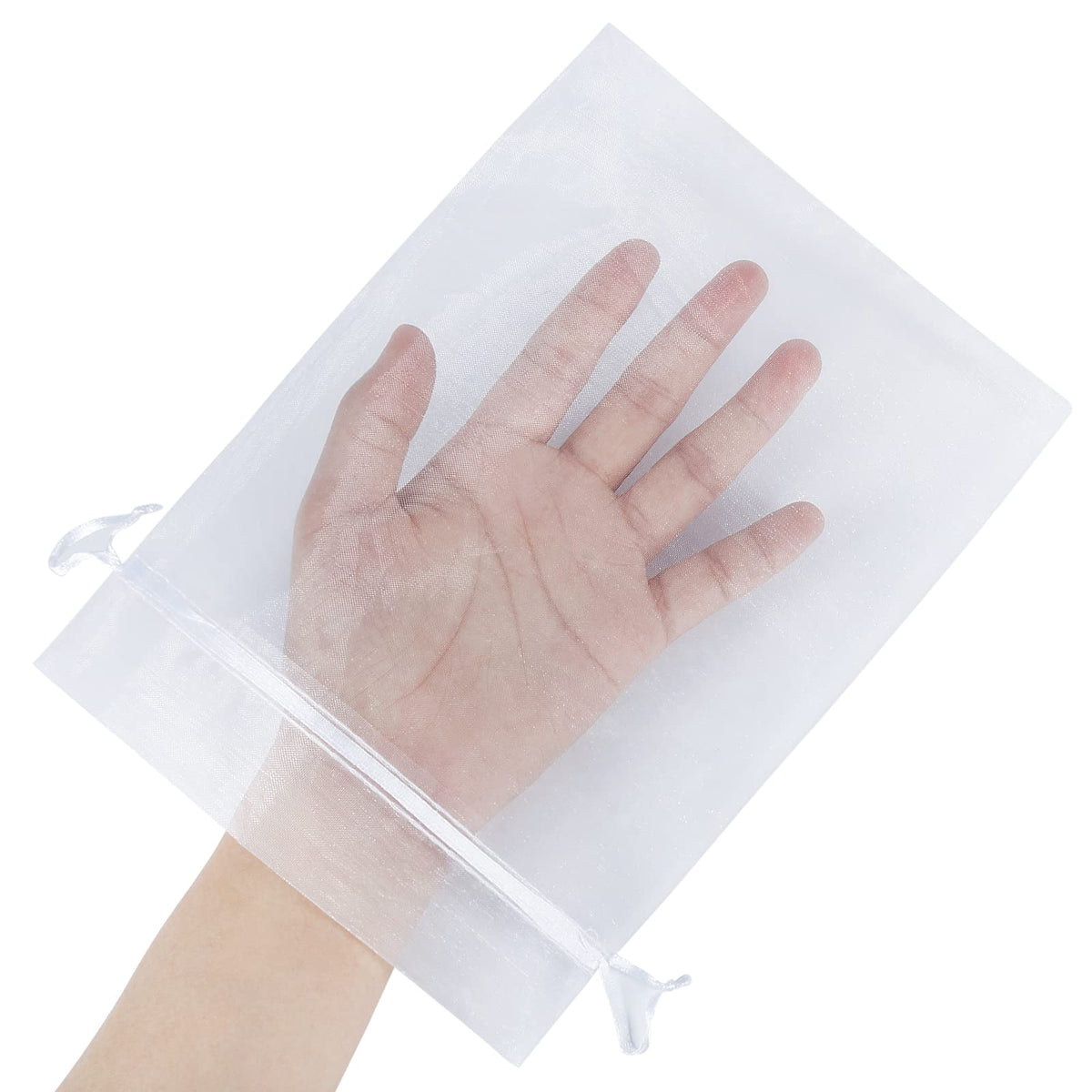 HRX Package 100pcs Sheer Organza Bags White, 6 x 9 inches Christmas Wedding Shower Party Favors Gift Drawstring Bags Large Mesh Jewelry Pouches 🍁 All In One Marketplace Canada