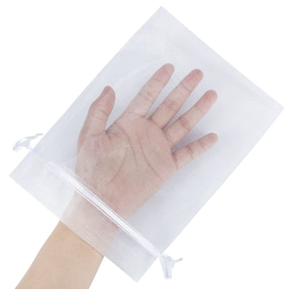 HRX Package 100pcs Sheer Organza Bags White, 6 x 9 inches Christmas Wedding Shower Party Favors Gift Drawstring Bags Large Mesh Jewelry Pouches 🍁 All In One Marketplace Canada