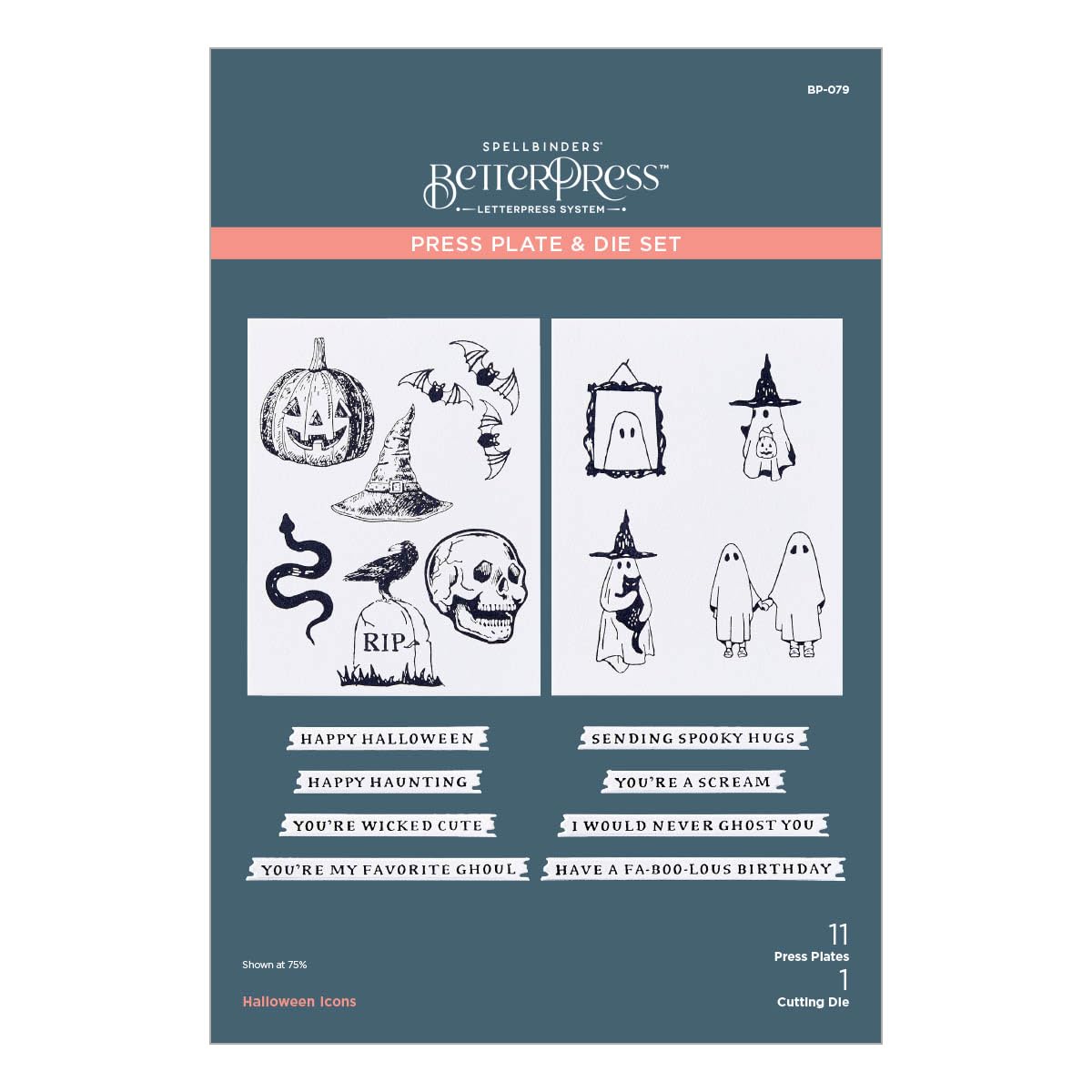 Plaques à embosser Spellbinders Halloween Icons, métal