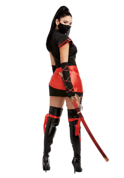 Costume de ninja sexy pour femme adulte Dreamgirl, costume d'Halloween, noir/rouge, grand