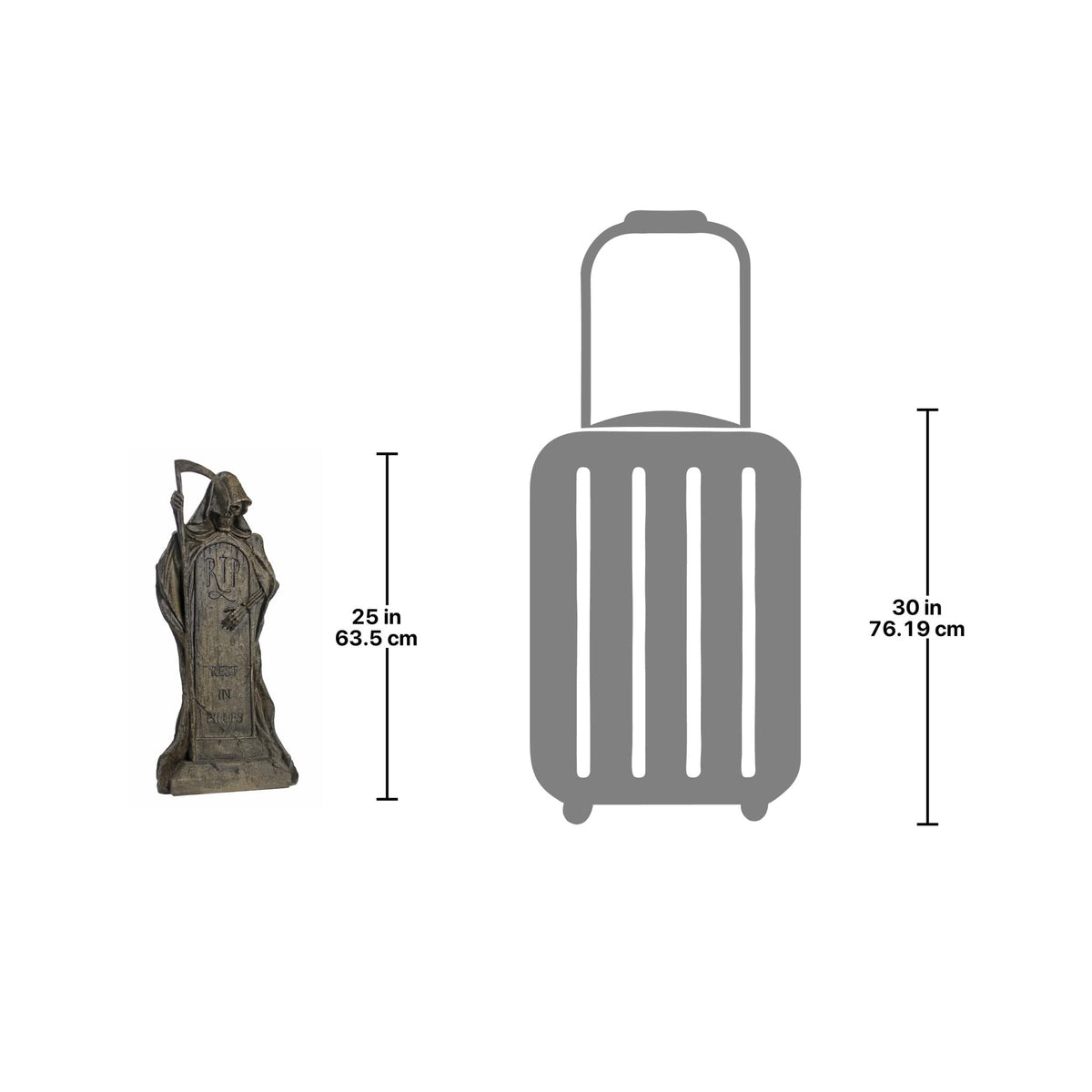 Design Toscano Rest in Pieces Grim Reaper Halloween Tombstone Gothic Decor Garden Graveyard Statue, 64 cm, Polyresin, Greystone