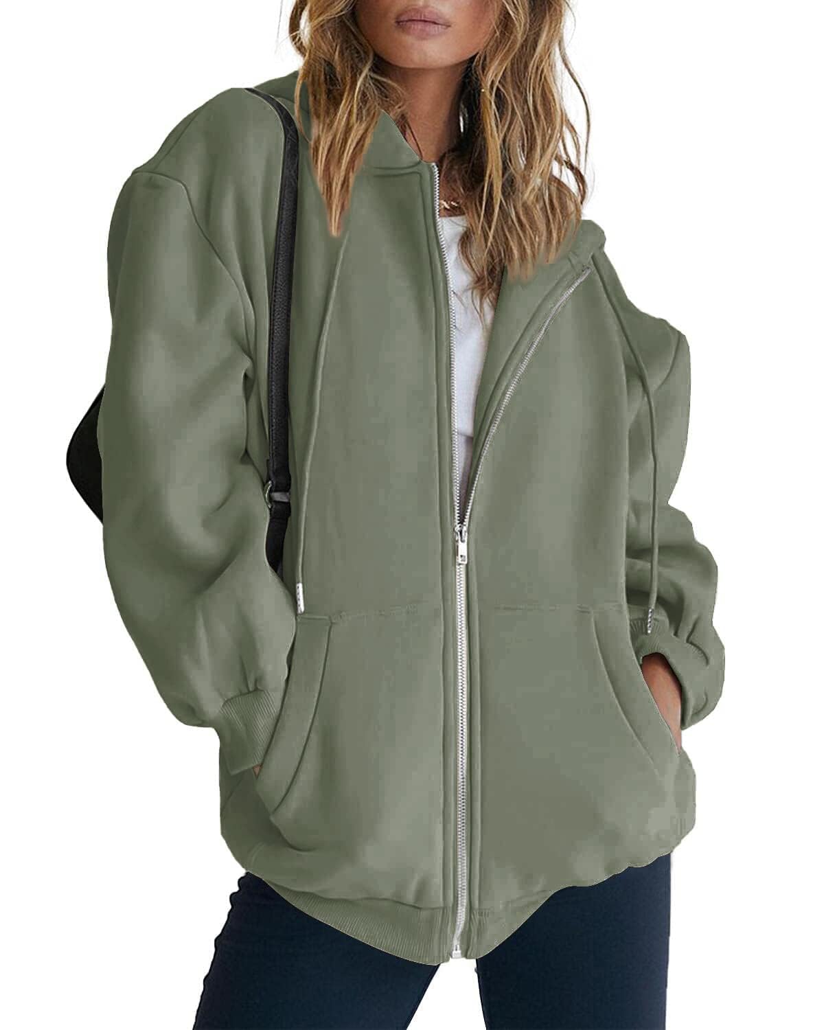 PRETTYGARDEN Women's Fall Zip Up Hoodies Sweatshirts Grey Green,M 🍁 All In One Marketplace Canada