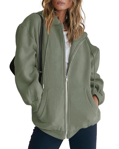 PRETTYGARDEN Women's Fall Zip Up Hoodies Sweatshirts Grey Green,M 🍁 All In One Marketplace Canada