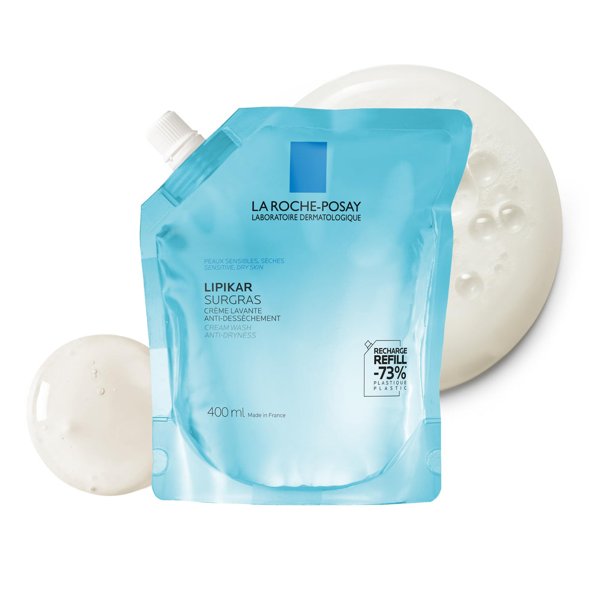 La Roche-Posay Body Wash Refill, Lipikar Surgras Body Soap, Moisturizing Anti-Dryness Shower Cream for Dry Skin with Niacinamide, Paraben-Free, Suitable for Children & Adults, Refillable Format, 400ML