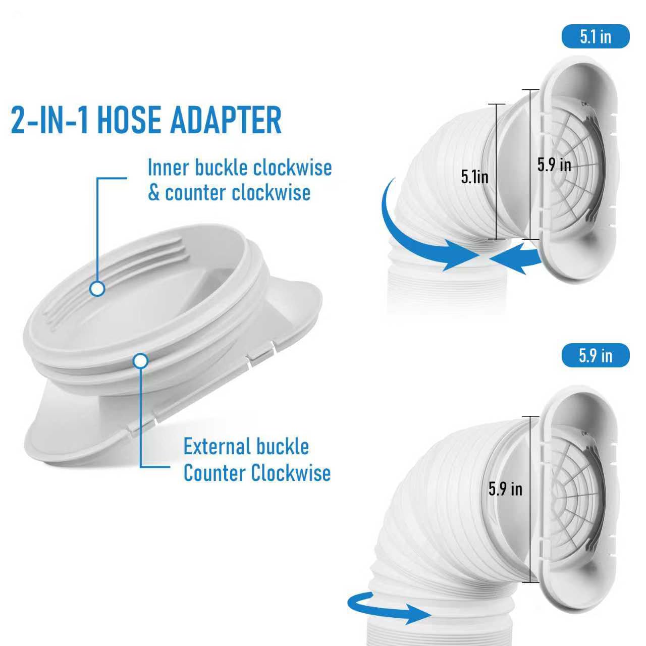 Portable Air Conditioner Window Kit with 5.9" Exhaust Hose, Portable AC Window Vent Kit for Sliding Window Seal with PVC Plate, Universal Coupler Fits 5.9 & 5.1 Inch Diameter Exhaust Hose - Available at All In One Marketplace Canada