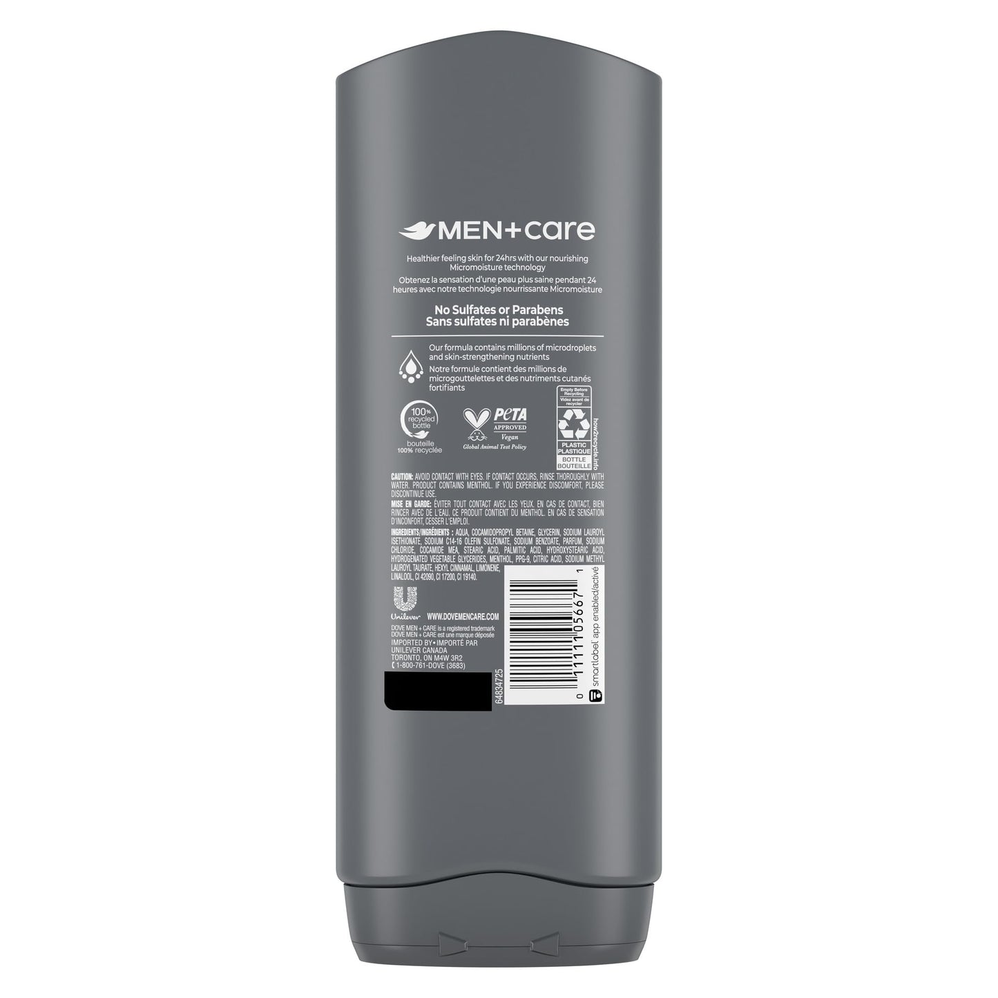 Dove Men+Care Body and Face Wash, with 24-hour Nourishing Micromoisture for Healthy & Smooth Skin, Extra Fresh, Men's Body Wash, 532ml - Available at All In One Marketplace Canada