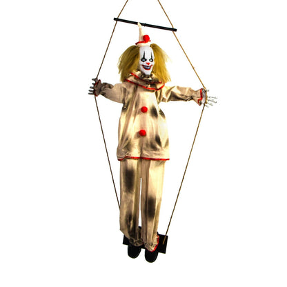 Haunted Hill Farm, clown animé Smalls de 140 cm sur balançoire, décoration d'Halloween pour intérieur ou extérieur couvert, fonctionne sur piles, décoration de fête