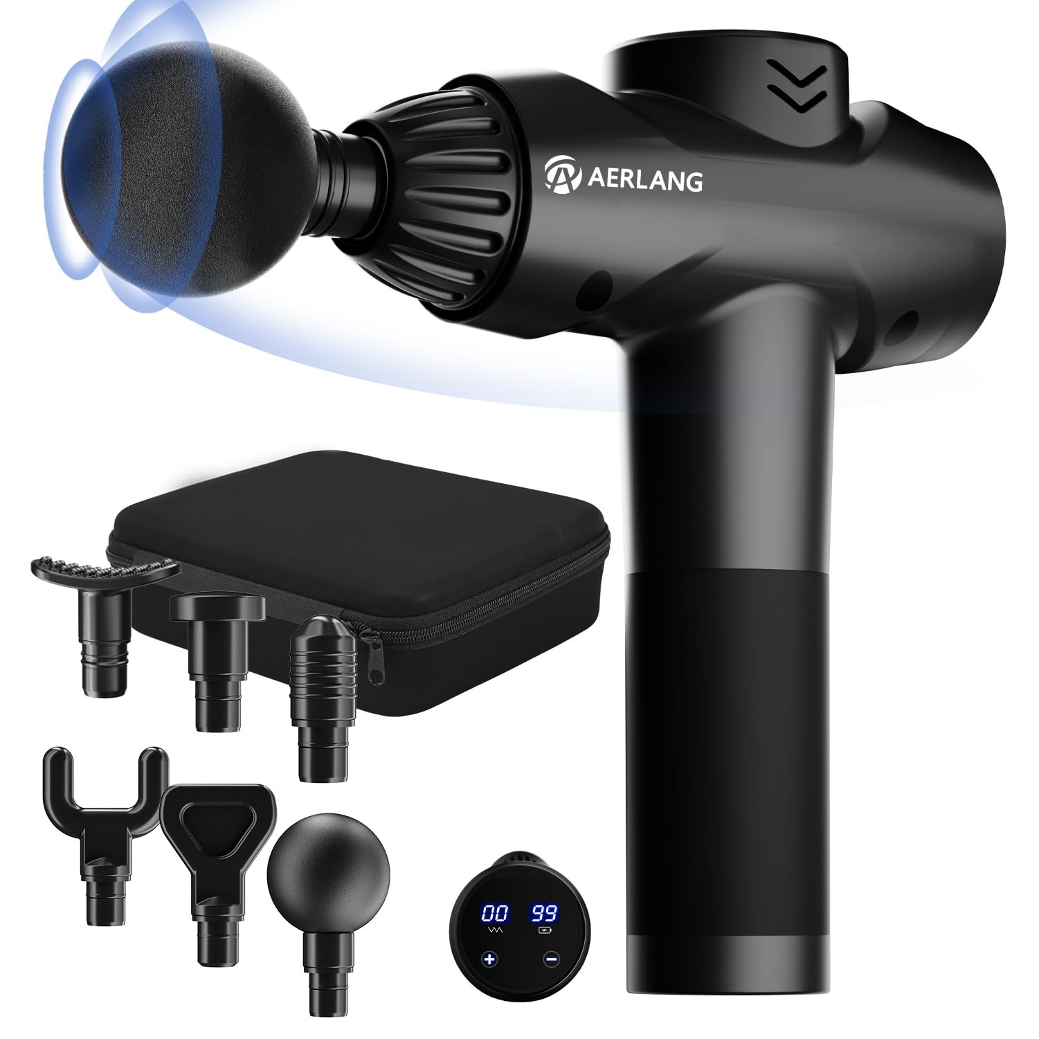 AERLANG Massage Gun,Mothers day gifts ideas Percussion Massage Gun, Muscle Handheld Deep Tissue Massager (Black)-– Six Different Adjustable Heads for Different Muscle Groups - 20 Speed Option - Available at All In One Marketplace Canada