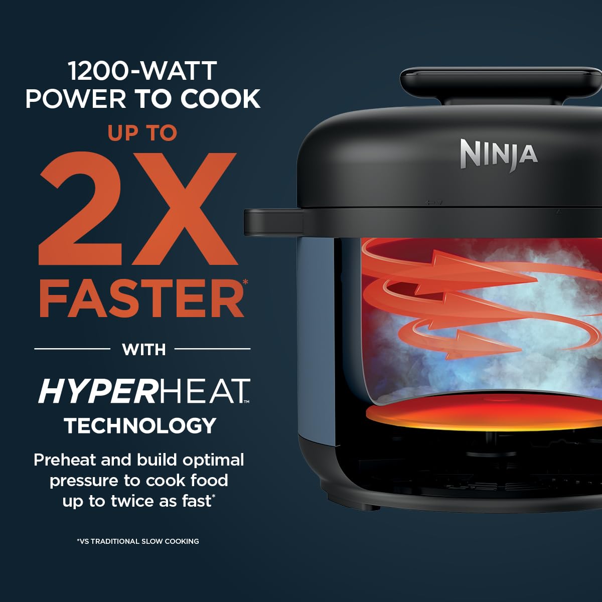 Ninja HyperHeat 6.5-Qt 9-in-1 Pressure Cooker with SimpliServe Pot, 1200-Watt Heating Element, HyperHeat Technology, Family-Sized Capacity, PFAS-Free Nonstick, PC201C (Canadian Version)