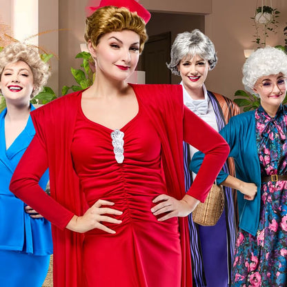 Ensemble de costume de Blanche pour femme, des Golden Girls, par Rubies, avec perruque, taille M, look emblématique de la série télévisée, parfait pour Halloween, les fêtes et plus encore
