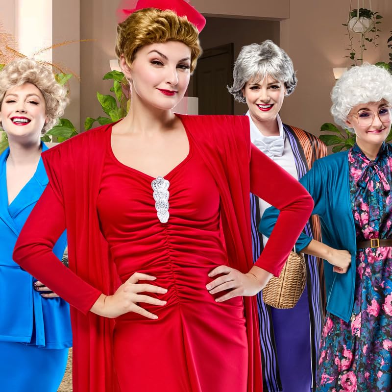 Ensemble de costume Blanche de Golden Girls pour femmes par Rubies avec perruque, taille grand, look tiré de la série télévisée, parfait pour Halloween, les fêtes et plus encore